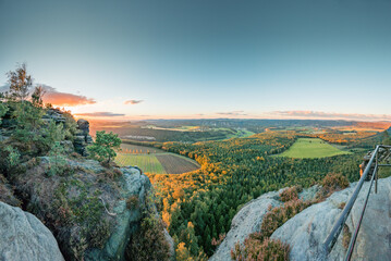 Panorama Sonnenuntergang am Lilienstein in der Sächsischen Schweiz