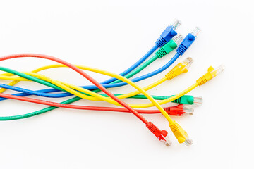 Multicolored computer cables and internet wires