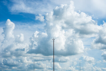 The lightning wheel pole against the sky with many clouds