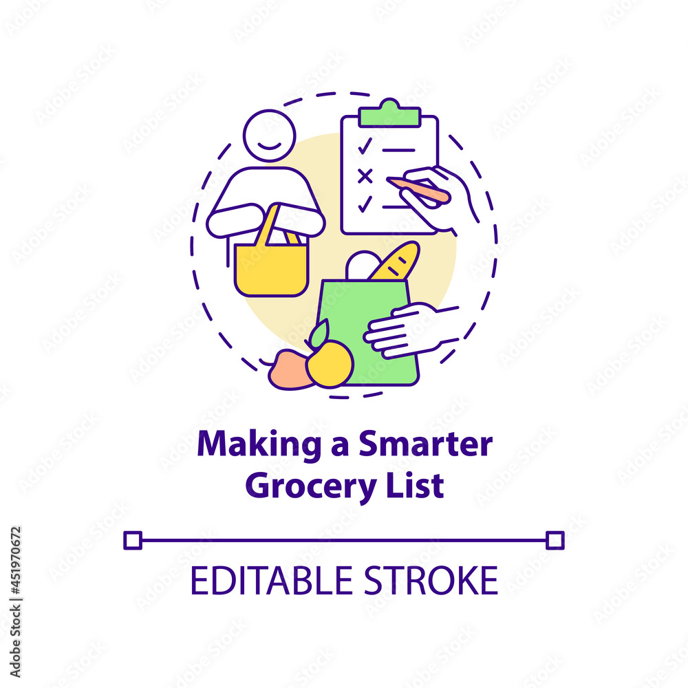 Poster making smarter grocery list concept icon. shopping checklist abstract idea thin line illustration. m