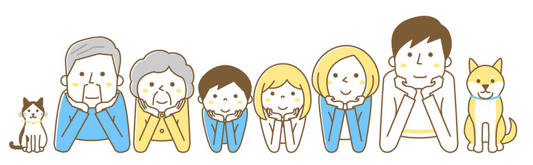 頬杖　家族　三世代