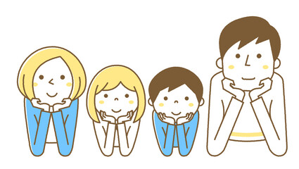 頬杖　家族　二世代