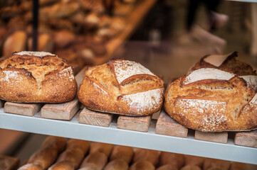French bakery with fresh baked breads and buns