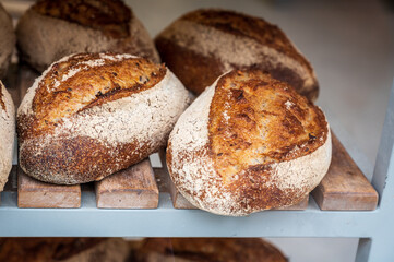 French bakery with fresh baked breads and buns