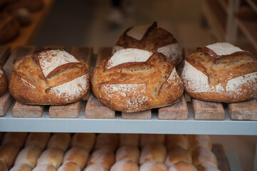 French bakery with fresh baked breads and buns