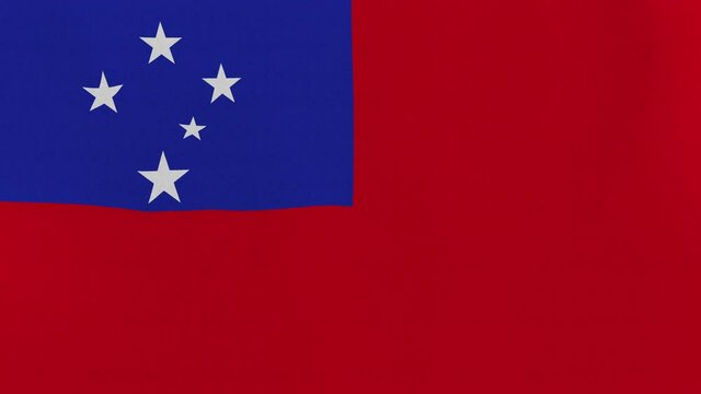 Loopable: Flag of Samoa...Samoan official flag gently waving in the wind. Highly detailed fabric texture for 4K resolution. 15 seconds loop.