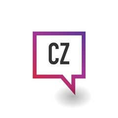 Initial Letter cz chat bubble logo design template. Chat logotype design template - obrazy, fototapety, plakaty
