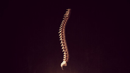 Human Spine Anatomy Spinal Cord Flexible Backbone Vertebrate Column Segmented Skeleton Bones Side View 3d illustration render