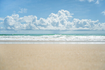 Beautiful Landscape views famous beach waves and sea of sunny  background. Fantastic colorful sunset on summer.