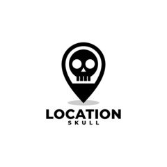 creative combination of a icon location and a skull. horror logo vector template