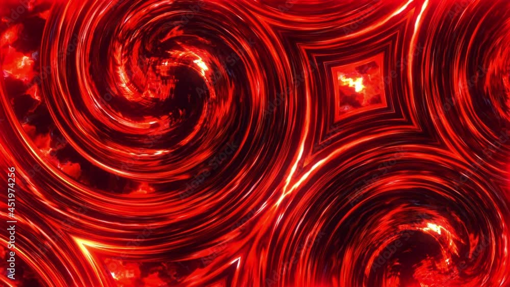 Poster abstract 4k 3d futuristic technology fractal art. red gold colors swirl net mesh are spinning around