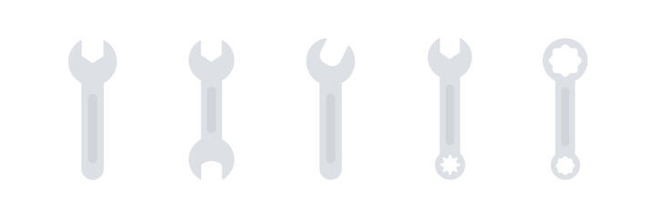 Wrench icon set. Work tools flat collection. Vector isolated on white
