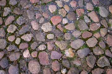 Hewn cobble stone pavement texture