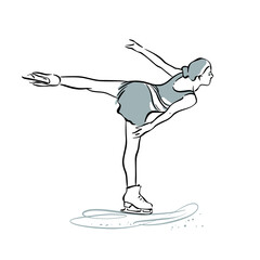 Figure skating. Figure skater in the swallow. Vector drawing on a white background. © Sarema