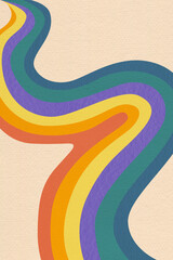 Rainbow road. Hippie retro poster.