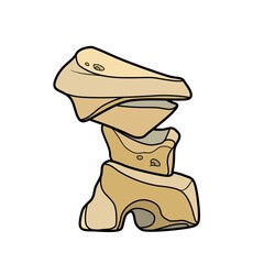 Decorative sandstones stacked by a turret object  color variation for coloring page isolated on white background
