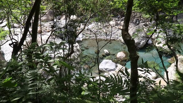 Taroko Gorge National Park in Taiwan. Shakadang trail canyon view.
