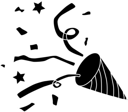 black party popper exploding confetti stars clip art preview