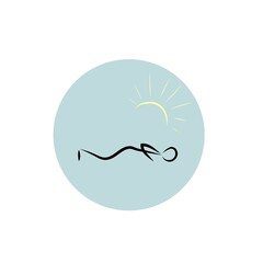 Exercise Ashtanga Namaskar (worship with eight points) Surya Namaskar instruction. Round icon yoga poses black vector silhouettes on blue background. Highlights icons for social media stories