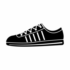 sneaker icon stencil black, isolated vector illustration on a white background