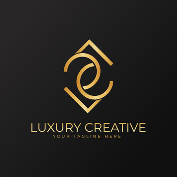 Luxury LC Monogram Logo with Unique Minimalist Gold Frame