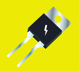 3d transistor on yellow background 