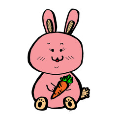 Pink rabbit cartoon hand draw , comic charactor