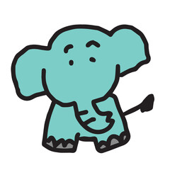 Cute Elephant cartoon hand draw , comic character