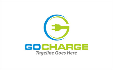 Illustration of innovation for modern electric charging car logo design template