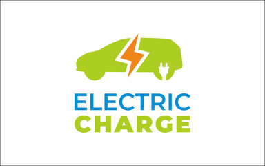 Illustration of innovation for modern electric charging car logo design template