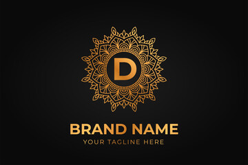 Luxury Mandala Brand Logo Design Template. Floral Mandala Logo. Mandala ornament floral design logo template