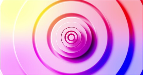 Image of rainbow circle layers pulsating on white background