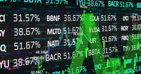 Fototapeta premium Stock market data processing against black background
