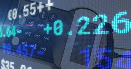 Image of financial data processing over credit card terminal