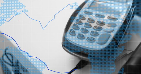 Image of financial data processing over payment terminal
