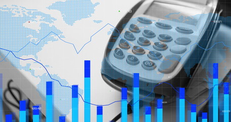 Image of financial data processing over payment terminal