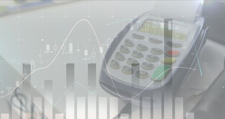 Image of financial data processing over payment terminal