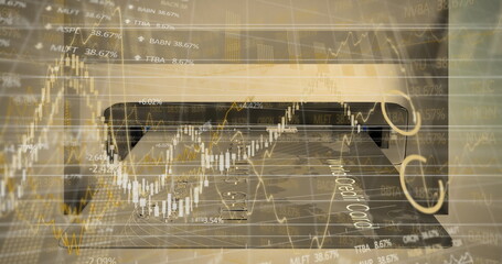 Image of financial data processing over credit card at atm machineslot