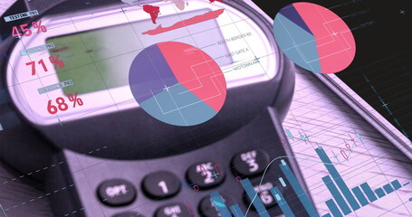 Image of financial data processing over credit card terminal