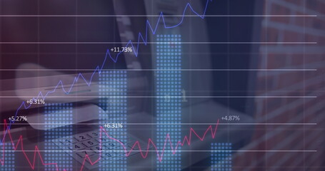 Image of financial data processing over atm machine