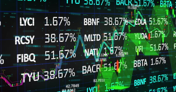 Stock market data processing against black background