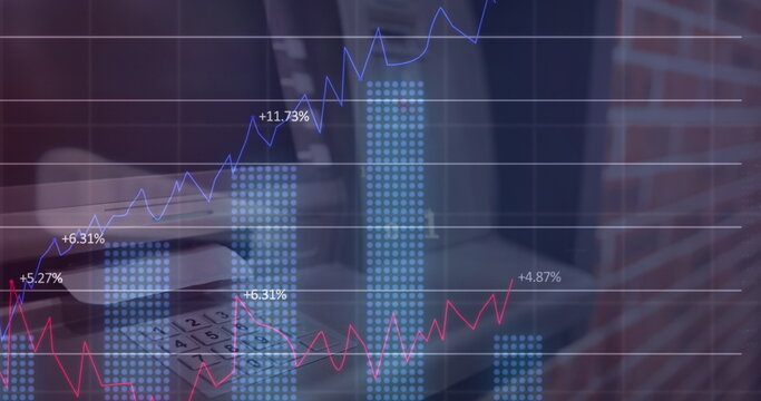 Image of financial data processing over atm machine