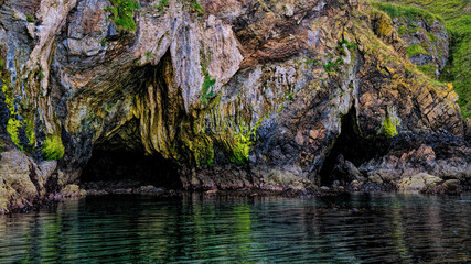 Fototapeta premium Sea caves, rock formations, and cliffs at Lybster in the Highlands