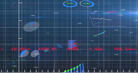 Statistical data processing over grid network against blue background