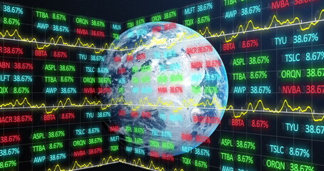 Finance and business data over earth.