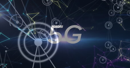 Image of 5g text over network of connections