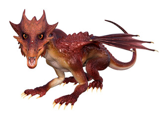 3D Rendering Fairy Tale Dragon on White