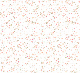 Cute floral pattern. Seamless vector pattern. Elegant template for fashion prints. Small light pink flowers. White background. Summer and spring motifs. Stock vector.