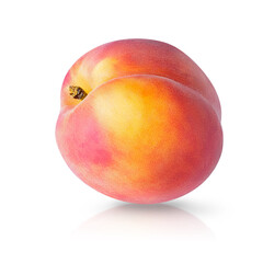 Whole peach fruit isolated on white background. Clipping path.