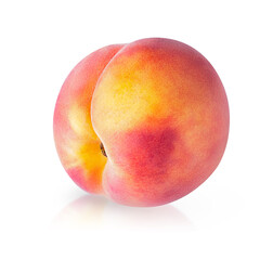 Whole peach fruit isolated on white background. Clipping path.